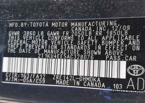 2010 Toyota Matrix z USA, uszkodzony, nr VIN 2T1KU4EE5AC328076